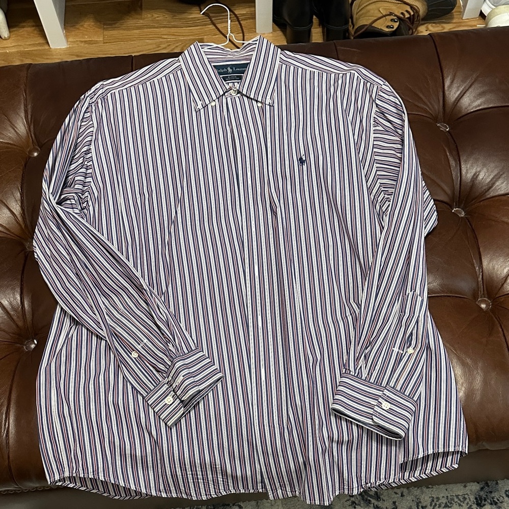 Polo by Ralph Lauren Men's Striped Shirt - Red, Blue, and White